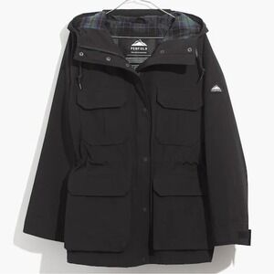 Madewell x Penfield Medbury Jacket Womens M Flannel Lined Hooded Black MSRP $235